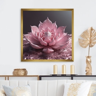 Designart "Tender Blossoming Pink Lotus Flower" Lotus Framed Wall Decor ...