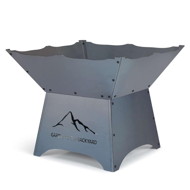 Aoodor 24" Rustic Corten Steel Fire Pit with 12" Stand, Rust Patina Finish, Detachable Wood-Burning Fire Bowl for Outdoors