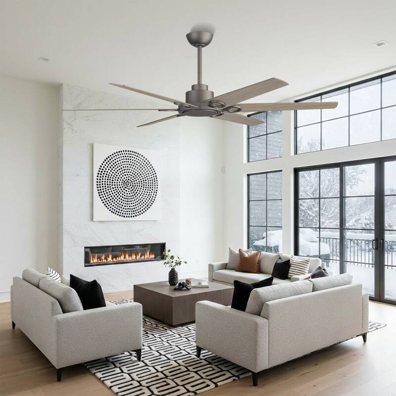 MLiAN 64 in 6 Plywood Blades Dc Motor Indoor Downrod Standard Ceiling Fan With Remote - 64''