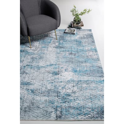 Domani Comfort Geometric Marble Faux Fur Rug