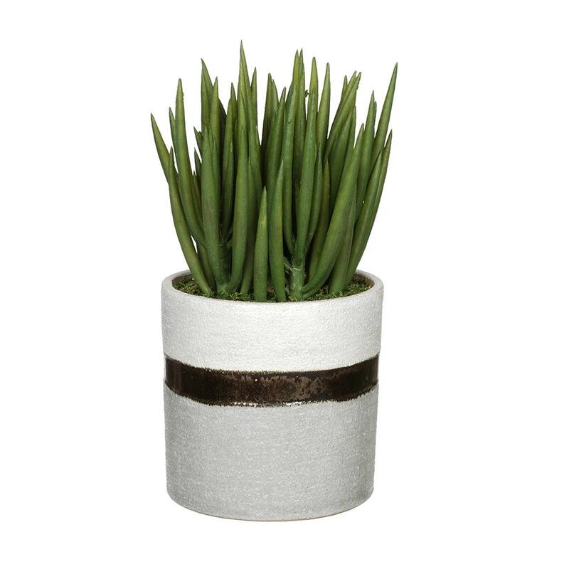Faux Sea Aloes in Sanded White/ Bronze/ Grey Ceramic Vase
