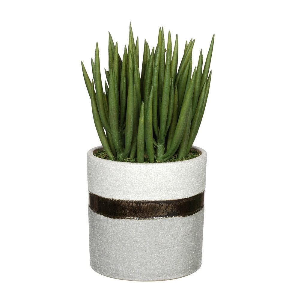 Faux Sea Aloes in Sanded White/ Bronze/ Grey Ceramic Vase