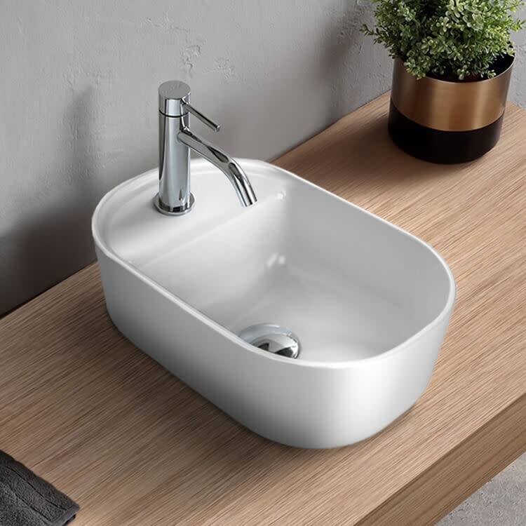 Nameeks CeraStyle 077000-U-One Hole Aqua 16-3/8" Oval Ceramic Vessel