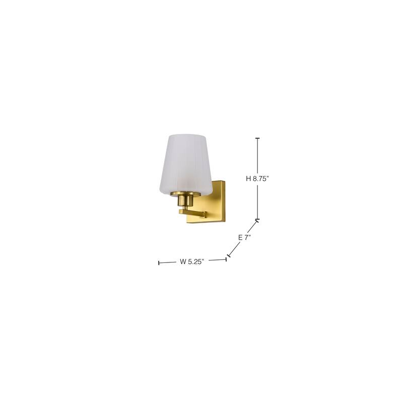 Lune 1 Light Vanity Vintage Brass Finish Etched White Glass - Vintage Brass