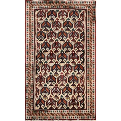 Vegetable Dye Geometric Sirjan Persian Area Rug Handmade Wool Carpet - 3'1" x 4'9"