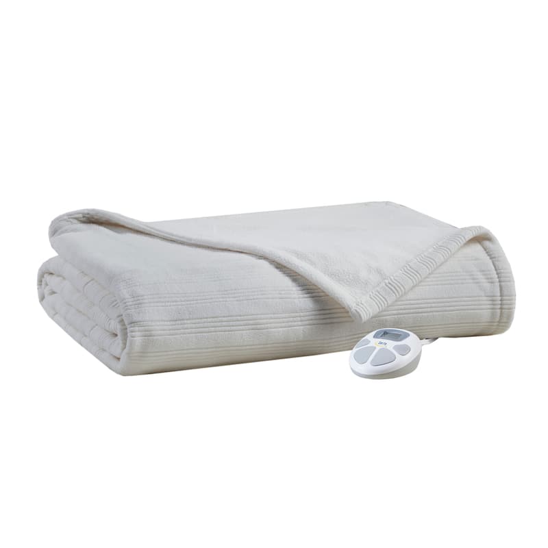 Serta Travis Heated Tri-Rib Microfleece Blanket