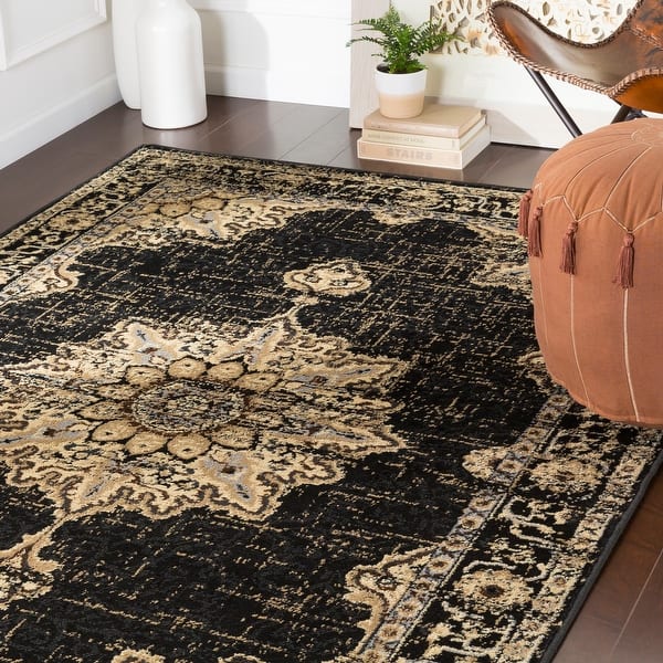 slide 2 of 10, Sheridan Traditional Black Area Rug - 7' 9" x 11' 2" Black - 7' 9" x 11' 2"