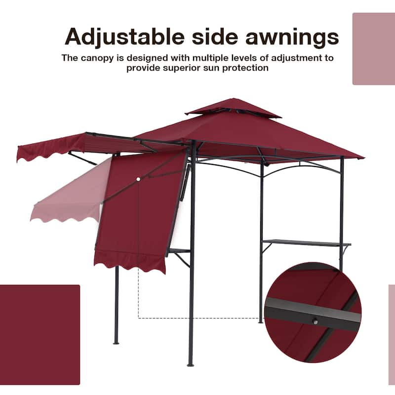 8' x 5' Outdoor Grill Gazebo 2-Tier Canopy
