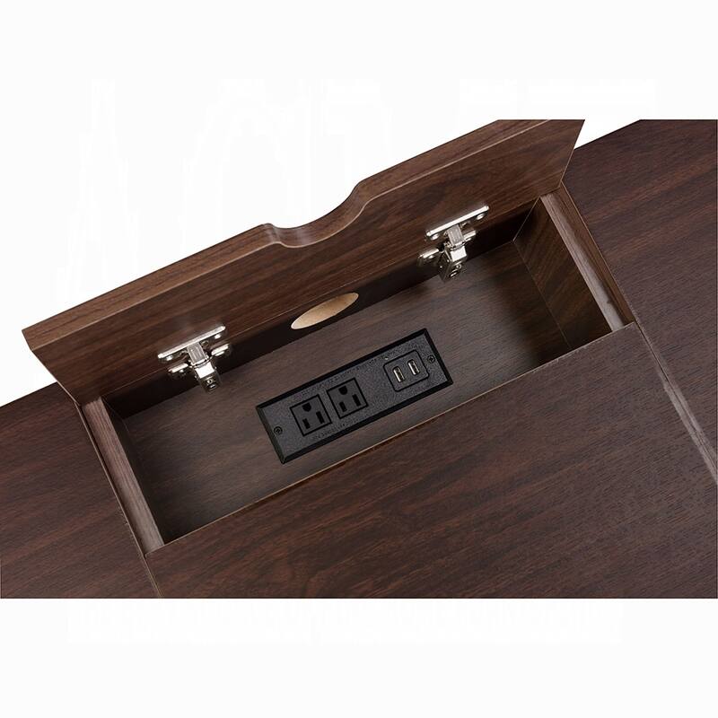 GDFStudio - Natalie Industrial Writing Desk with USB Charging Port, Storage Drawer, and Smooth Glide