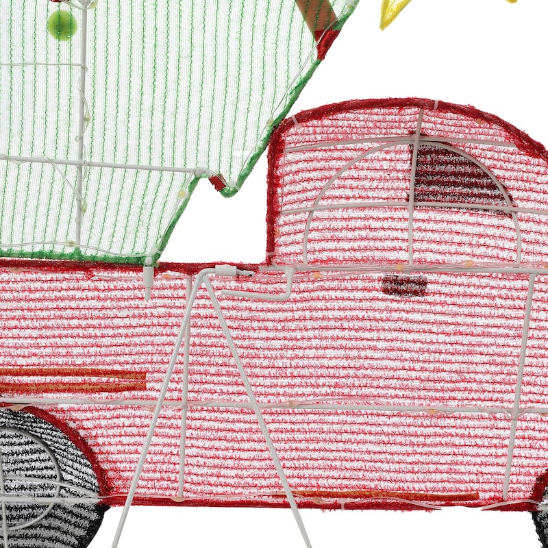 Red Truck and Green Christmas Tree Lighted LED Holiday Yard Decoration - Red/Green/Black