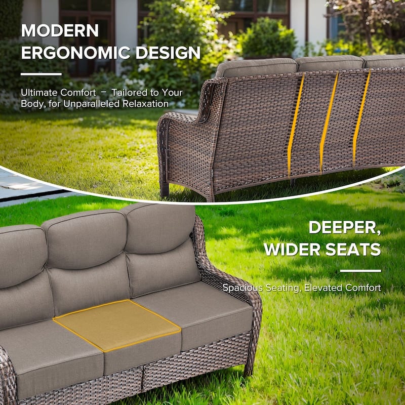 Gymojoy 72'' 3-Seat Outdoor Durable Sofa with 6-Inch Ultra-Plush Cushions & Water-Resistant Olefin Fabric