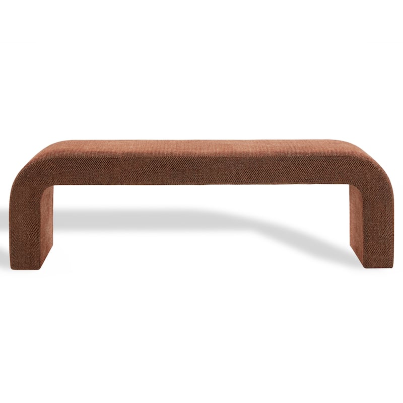 SAFAVIEH Couture Tuyet Curved Waterfall Upholstered Bench (Fully Assembled) - 62" Wx18" Dx19" H - 62"W x 18"D x 19"H - Rust