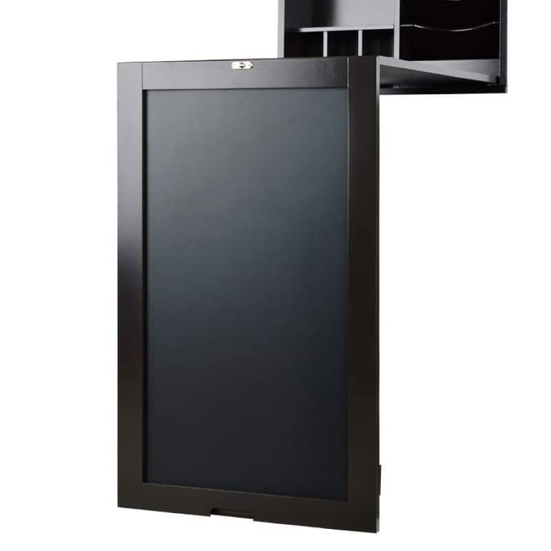 Utopia Alley Collapsible Fold Down Desk Table with Storage Cabinet & Shelves - Wall Mounted Desk Furniture with Chalkboard Wall