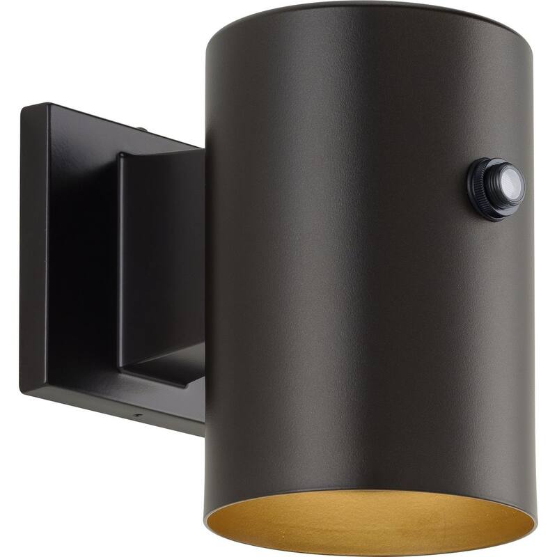 Cylinder Collection 1-Light Antique Bronze 5-Inch Modern Outdoor Small Wall Lantern Light - 5 in x 7.94 in x 7.25 in