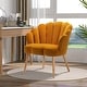 preview thumbnail 22 of 64, HULALA HOME Morden Scalloped Velvet Arm Chair with Tufted Back MUSTARD