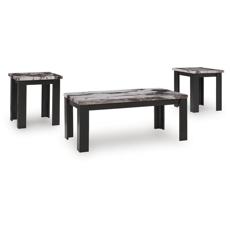 Signature Design by Ashley Jazmore Black/Brown Table (Set of 3) - 48"W x 24"D x 19"H