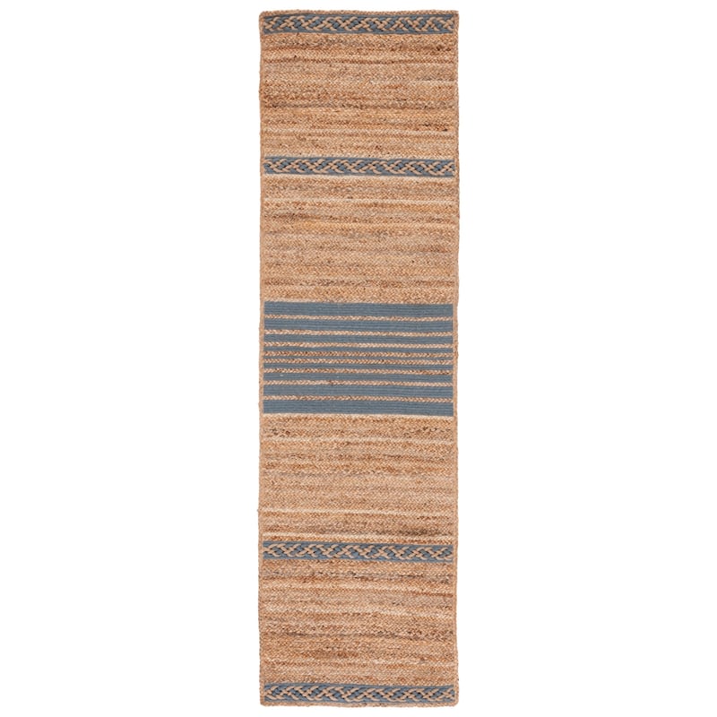 SAFAVIEH Handmade Natural Fiber Hanane Zwantje Stripe Jute Rug - 2'3" x 8' Runner - Natural/Grey