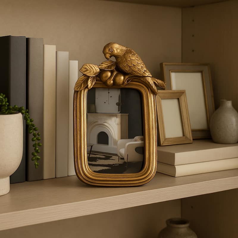 Resin Boho Ornate Parrot Photo Frame - Gold, 4x6 in.