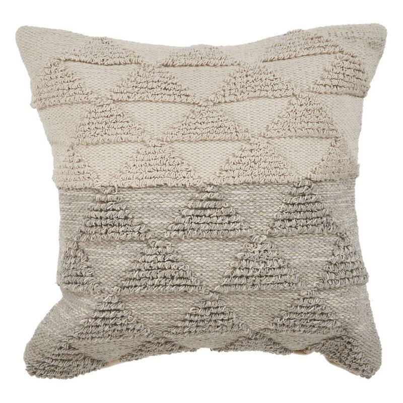 HomeRoots 18" X 18" Gray and Beige Geometric Cotton Zippered Pillow