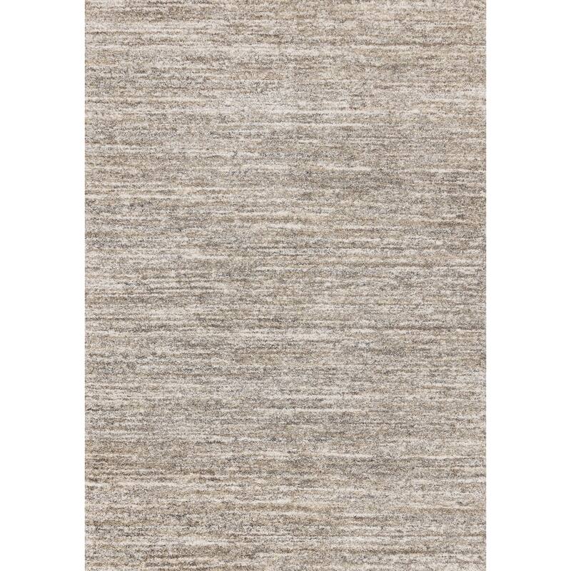 Maverick Collection - Distressed Grey White Brown Plush Rug - 5'3" x 7'7"
