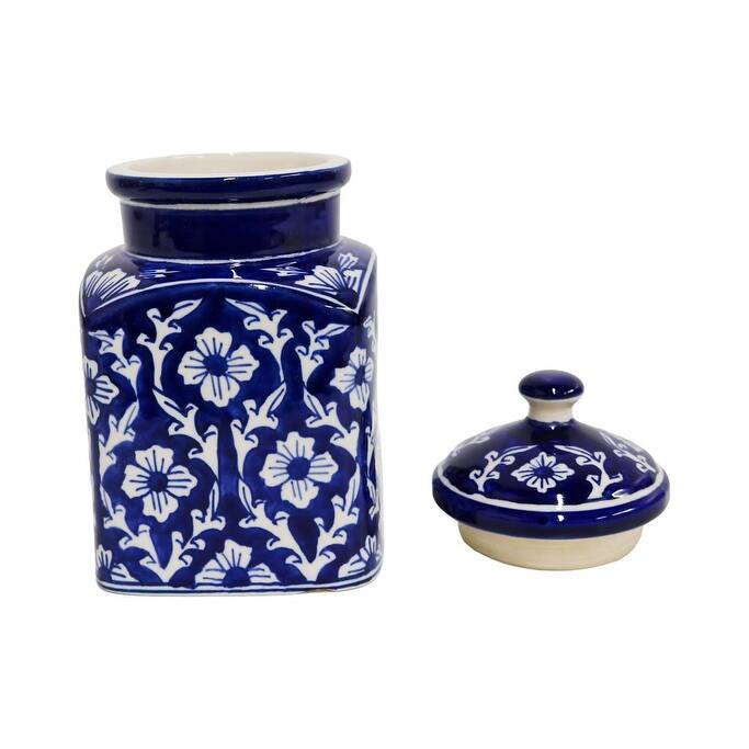 Home&Manor Ceramic Blue/White Jar