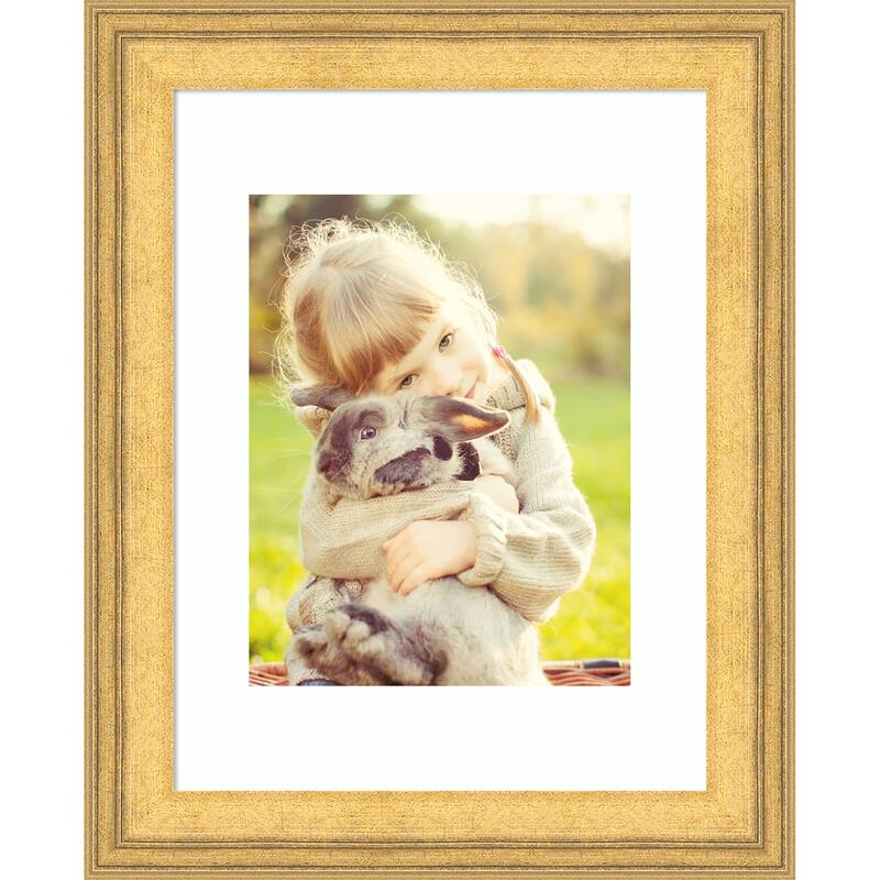 Owen Picture Frame, Photo Frame - 11x14 Matted White 8x10 - Owen Gold