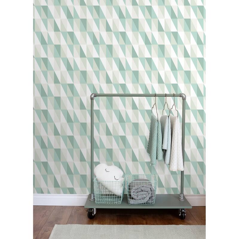 Chesapeake Inez Teal Geometric Wallpaper - 20.9 x 396 x 0.025