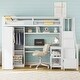 preview thumbnail 3 of 23, Loft Bed with Desk, USB Ports, 5-Layer Shelf, Space-Saving Metal Loft Bed Frame with Wardrobe and Stairs, Easy Assembly