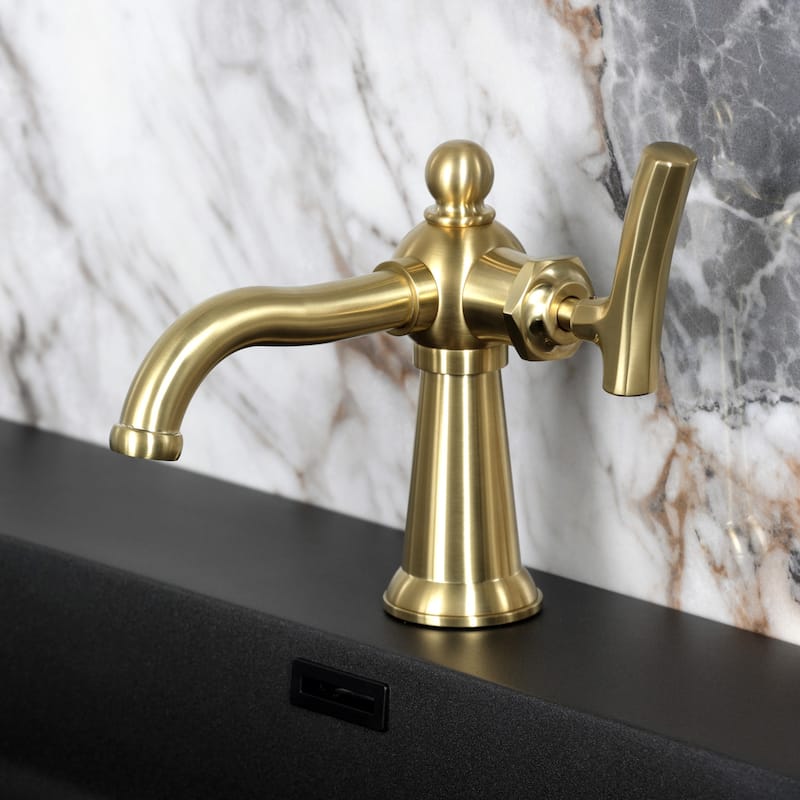 Kingston Brass Hallerbos Single-Handle 1-Hole Deck Mount Bathroom Faucet with Drain