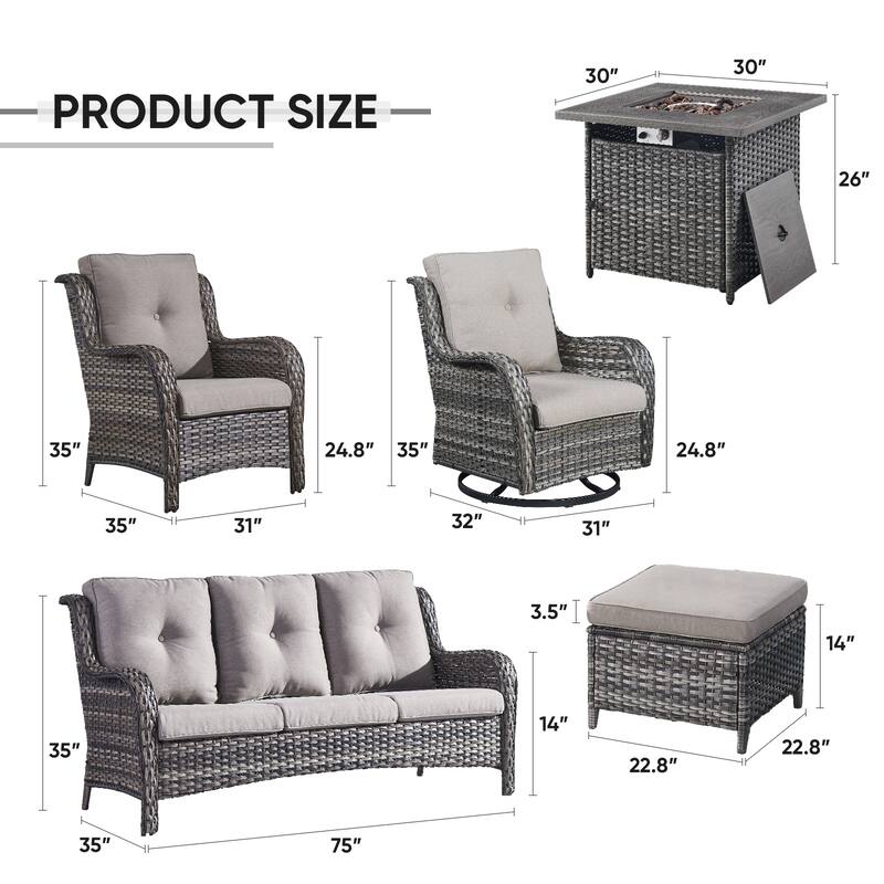 Gymojoy Outdoor Patio Funiture Set with Fire Pit Table