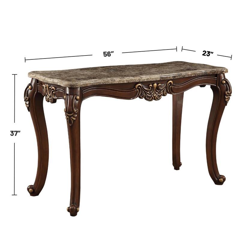Marble Top Sofa Table with Wood Legs in Walnut On Sale Bed Bath