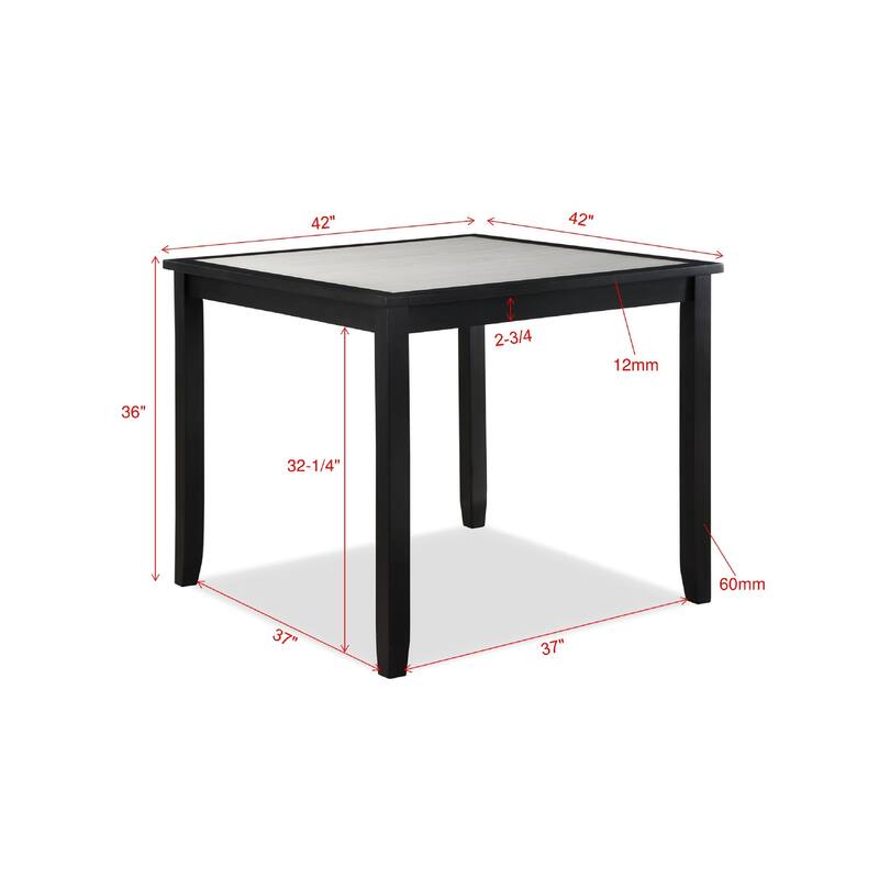5 Pcs Counter Height Dining Table Set, Wooden Dining Room Furniture Set with Square Table & 4 Upholstered Chairs