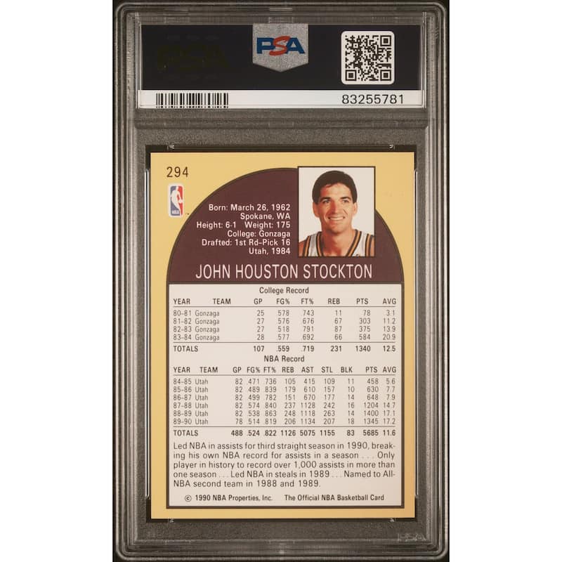 John Stockton 1990 Hoops Basketball Card #294 Graded PSA 10 - 8'6" x 11'6"
