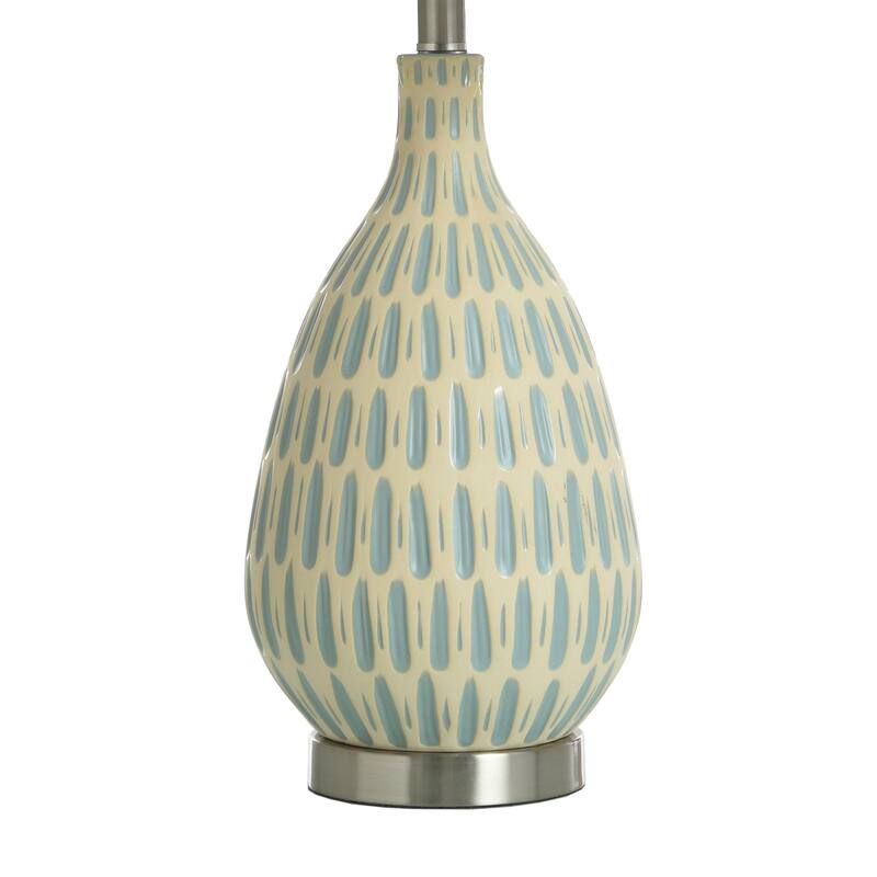 StyleCraft Marissa Table Lamp - Blue, Cream Finish - White Tapered Shade