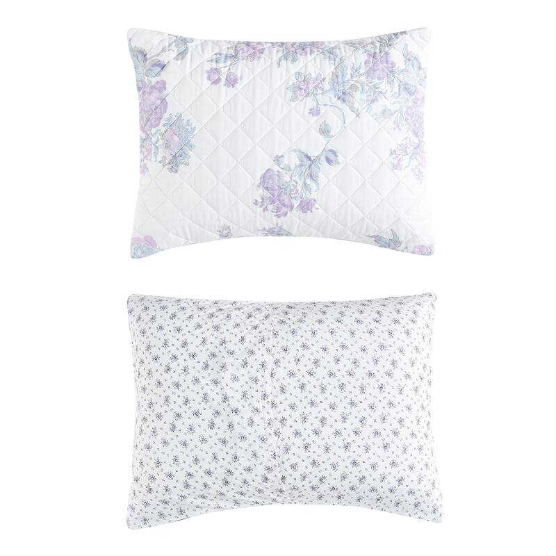 Floral Stripe Printed Prewashed Percale Cotton Quilt Set