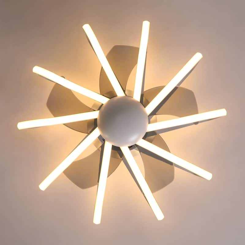 Starsky 22'' Drum Flush Mount Ceiling Fan with Light,6-Speed Low Profile Smart APP Control Ceiling Fan with Remote