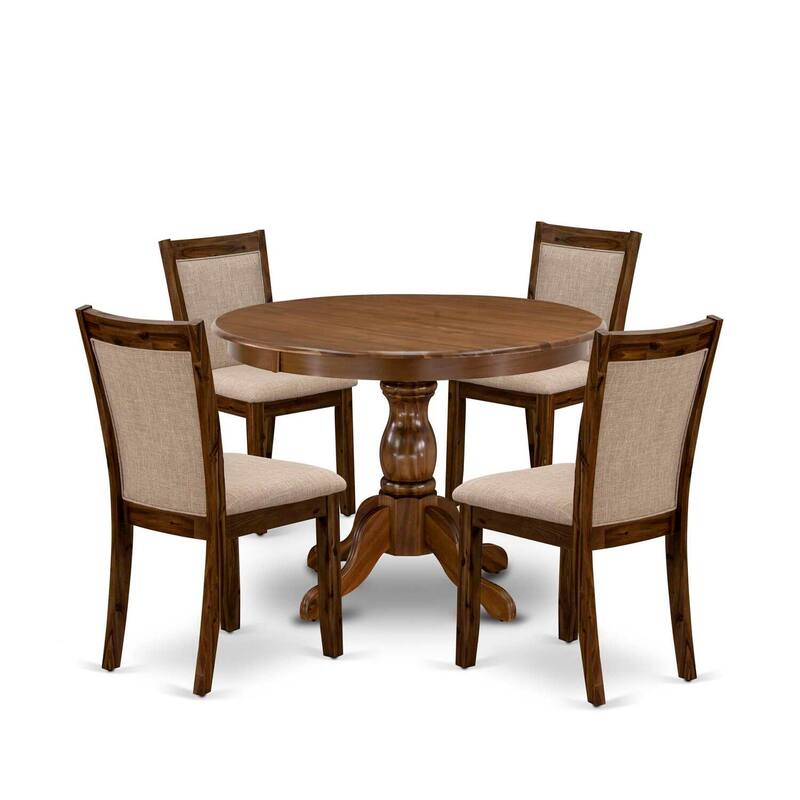 HomeStock 5-Piece Sand Blasted Black Finish Solid Wood Top Dining table with 4 Chairs
