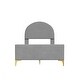 preview thumbnail 13 of 52, Clean-Lined Platform Bed Mental Legs Low Profile Bed Velvet Upholstered Bed Frame with Semi-Circle Headboard Mattress Holde