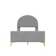 preview thumbnail 3 of 8, Twin Size Velvet Upholstered Platform Bed with Classic Semi-circle Shaped Headboard and Mental Legs for Kids Teens Adults, Gray