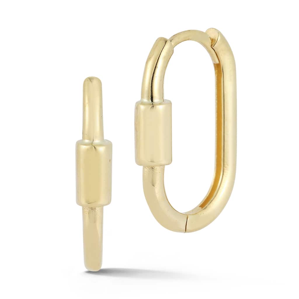 Soleil 14K Gold Lock Oval Hoop Earrings