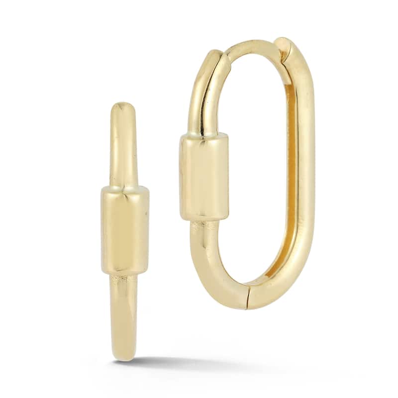 Soleil 14K Gold Lock Oval Hoop Earrings