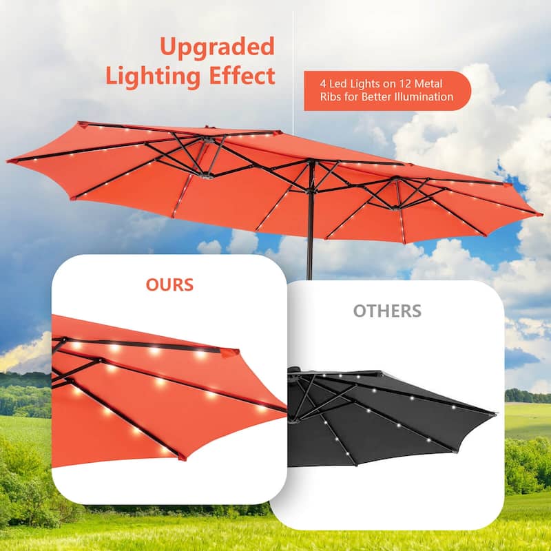 Costway 11 PCS Patio Dining Set with 15 ft Double-Sided Patio Umbrella - See Details