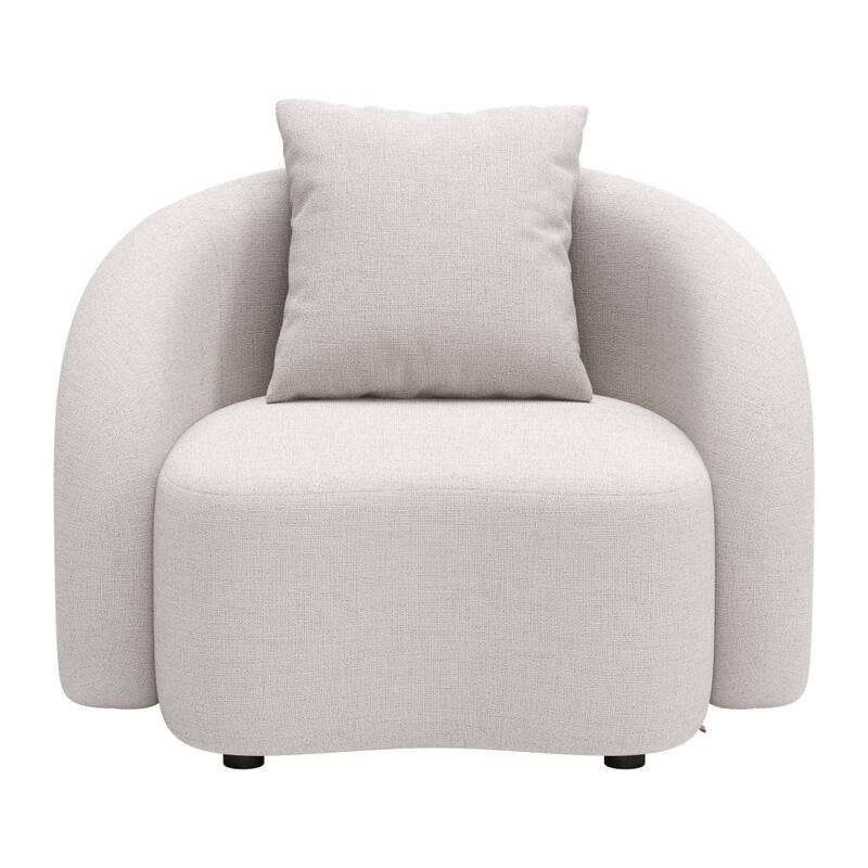 42" Beige Outdoor Accent Chair with Beige Cushions