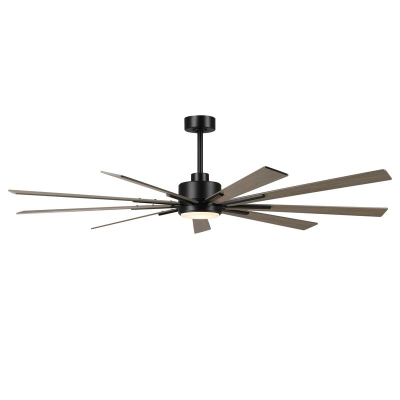 72" Farmhouse Black Integrated LED Windmill Ceiling Fan with Light and Remote