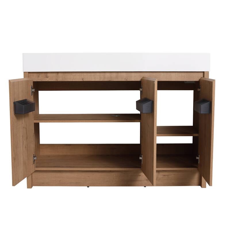 BNK 24/30/48/60 inch Freestanding Resin Sink Bathroom Vanity with Soft Close Door and Adjustable Shelf