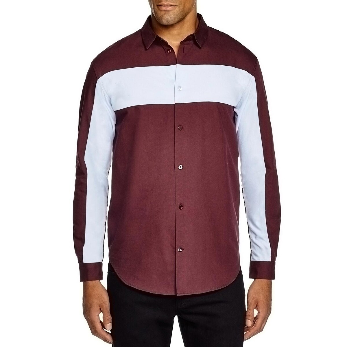 mens burgundy button down shirt