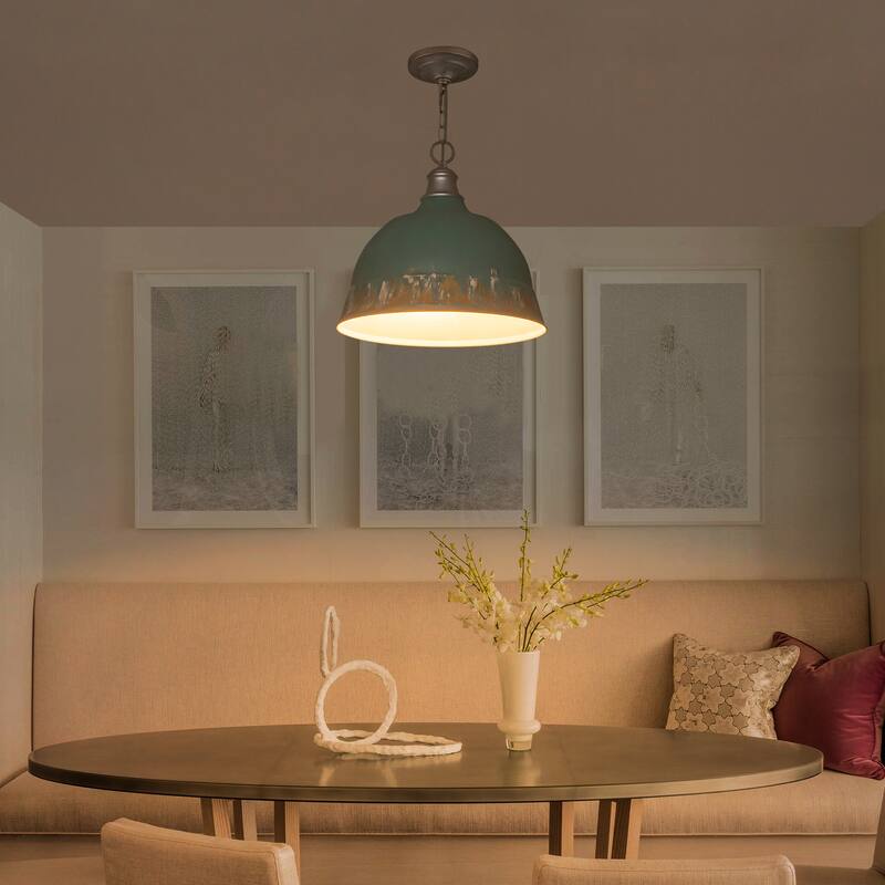 2-Light Farmhouse Pendant Light with Distressed Gold Dome Shade - 2-Lights