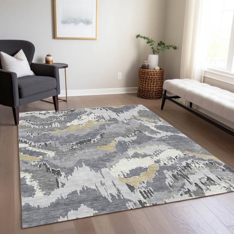 Machine Washable Indoor/ Outdoor Chantille Ombre Abstract Rug