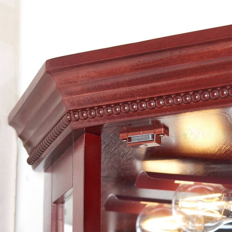 Corner Display Curio Cabinet with Glass Shelves (Bulb Not Included)