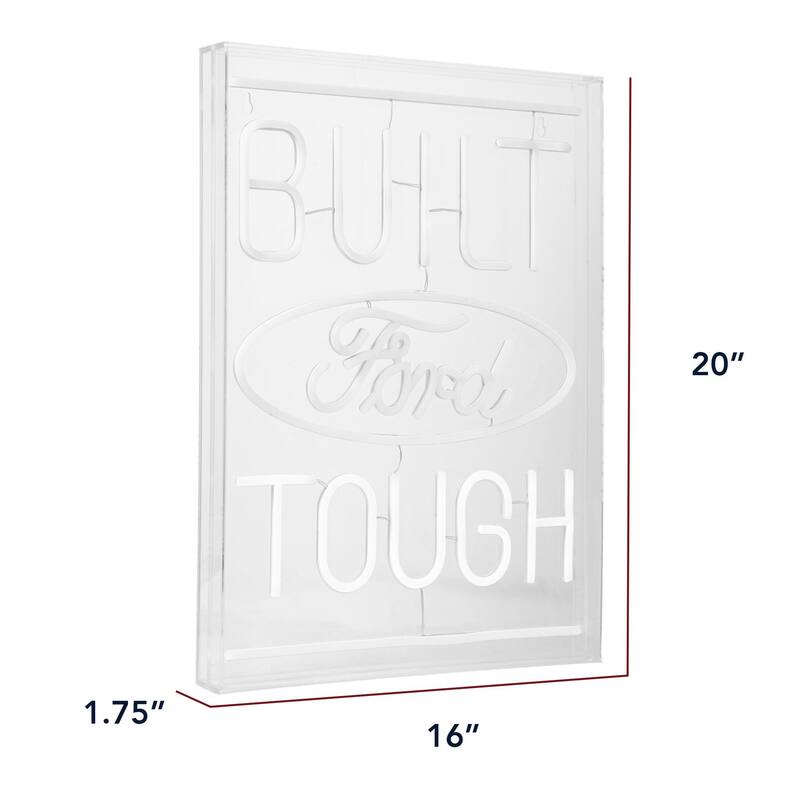 Licensed Ford Built Tough Acrylic LED Wall Decor Sign - 16" x 20" - 16" x 20"